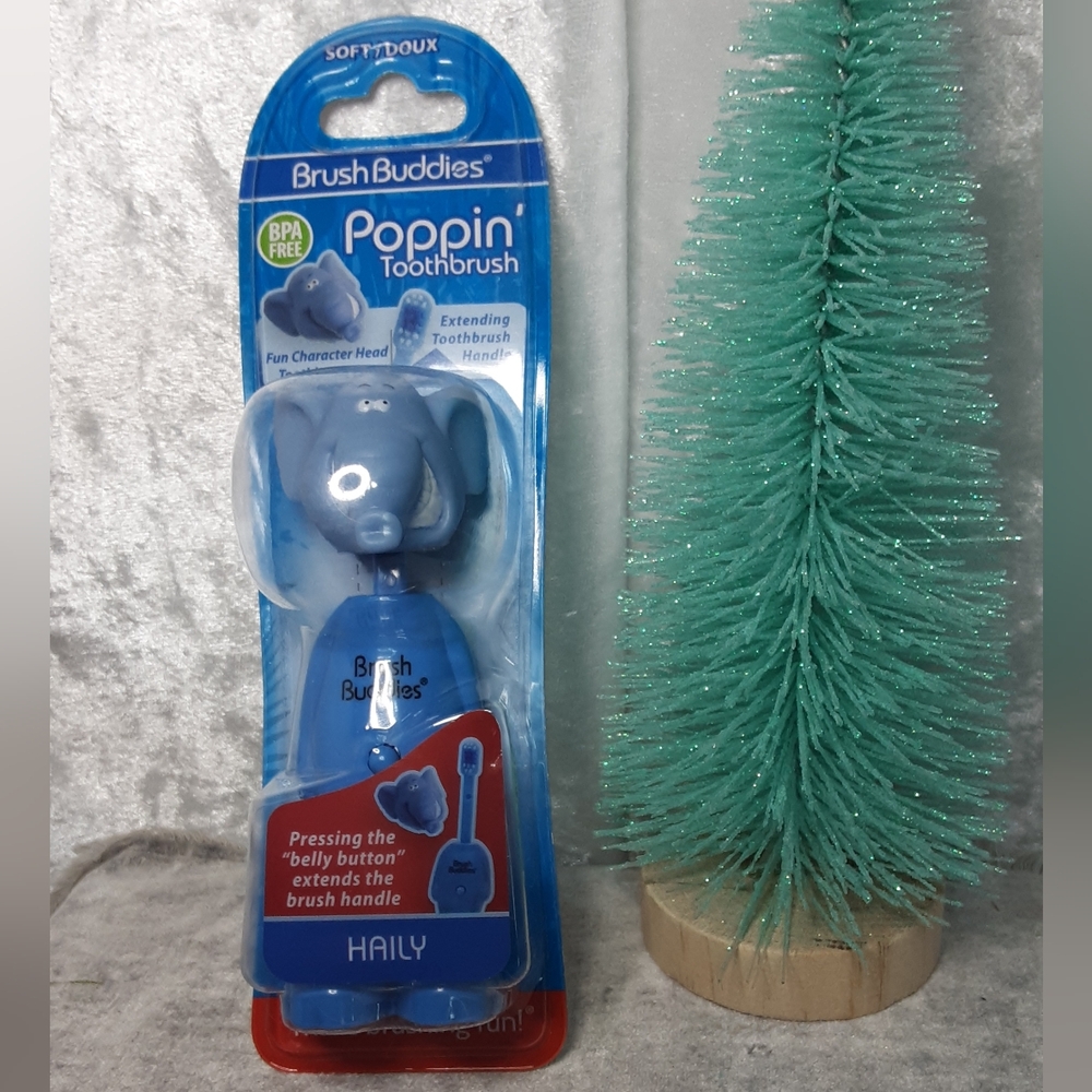 Brush Buddies Poppin Toothbrush Elephant Blue N.W.T.